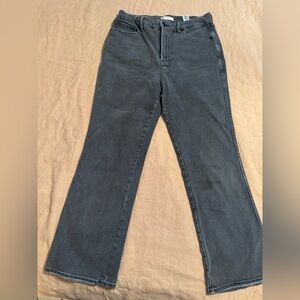 Good American Charcoal Straight-Leg Jeans